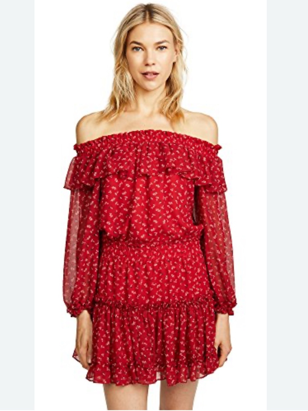 MISA Los Angeles Red off-the-shoulder mini dress- size S